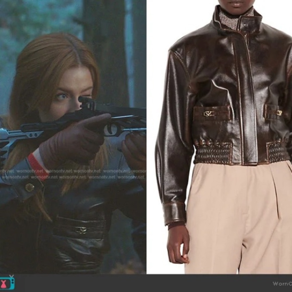 Sold - Sandro Vintage Style Leather Bomber Jacket - Picture 4 of 9